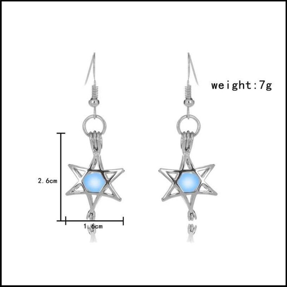 Hanukkah Luminous BLUE Star Of David Earrings - Picture 5 of 5